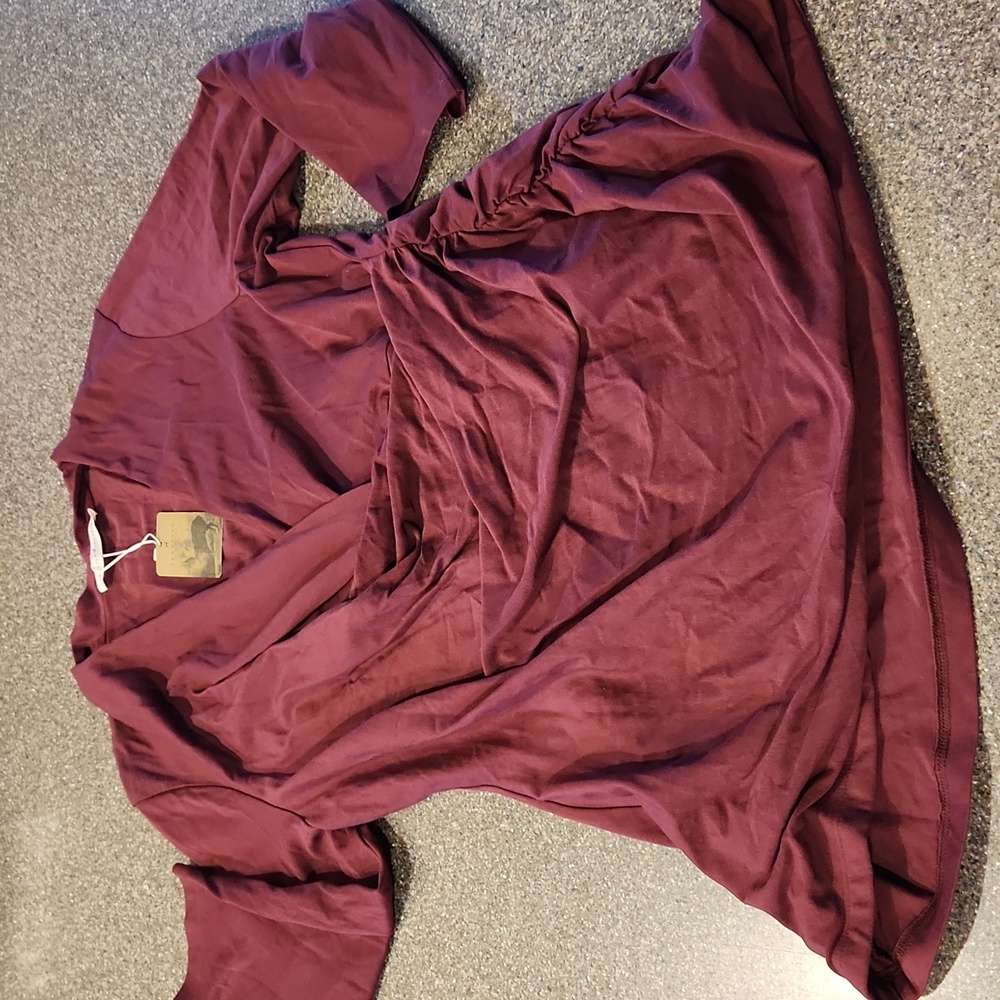 Peruvian Connection Burgundy Cypress Top Shirt Ruched XL